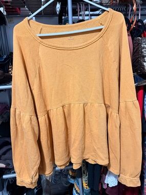 Women's Mustard Long-Sleeve Peplum Top